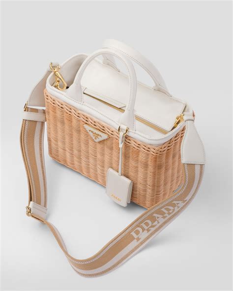 prada wicker canvas tote.